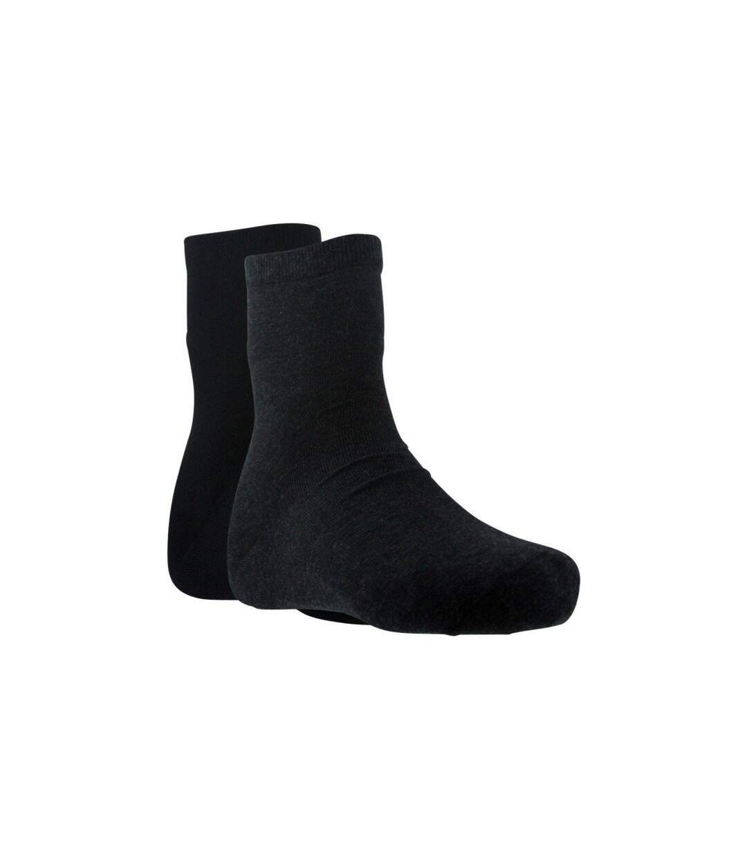 DIM Lot de 2 paires de Chaussettes Femme Coton PURCOTON Anthracite Noir