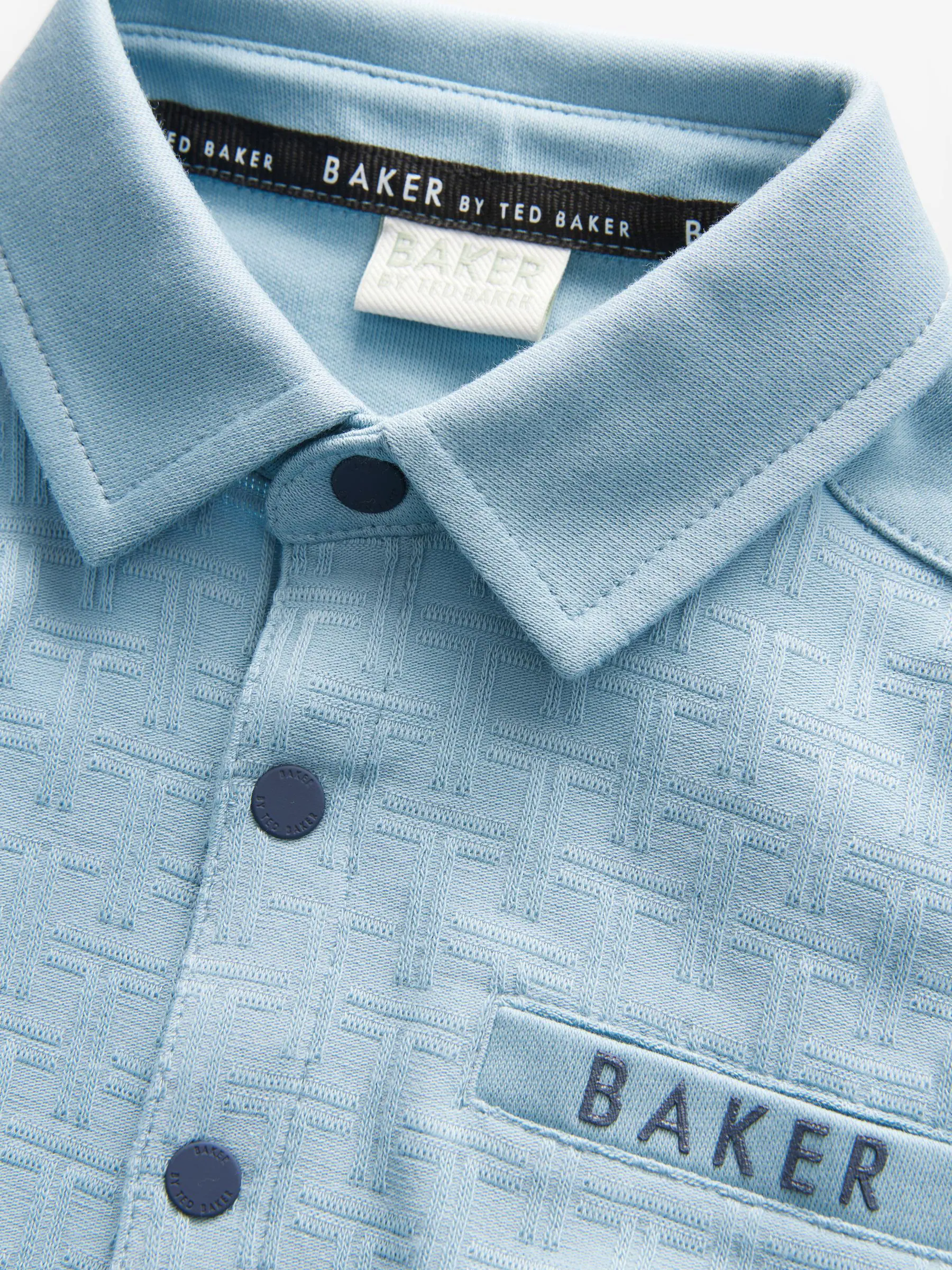 Blauw - Baker by Ted Baker set van 100% katoenen poloshirt en broek met textuur
