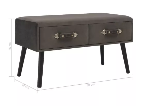 Banc avec tiroirs 80 cm Gris Velours