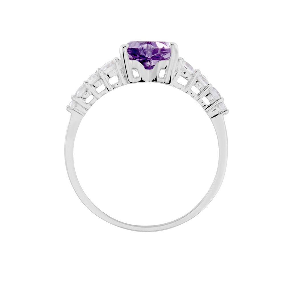 Bague Or Blanc Fany Améthyste Oxydes De Zirconium