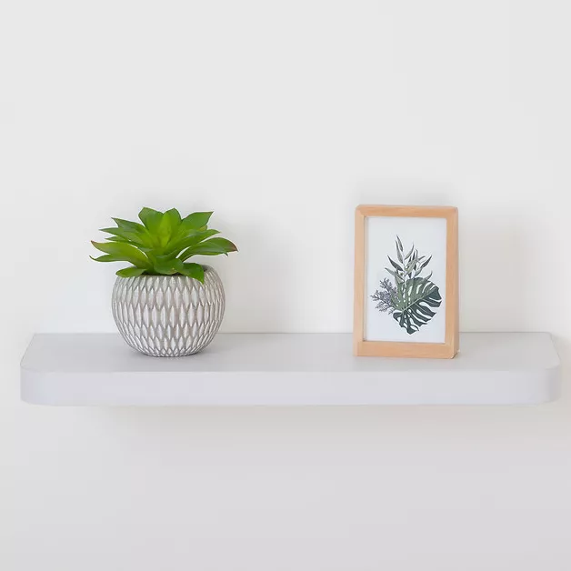 Etagère murale en bois (60 cm) Coins arrondis Fixy Blanche