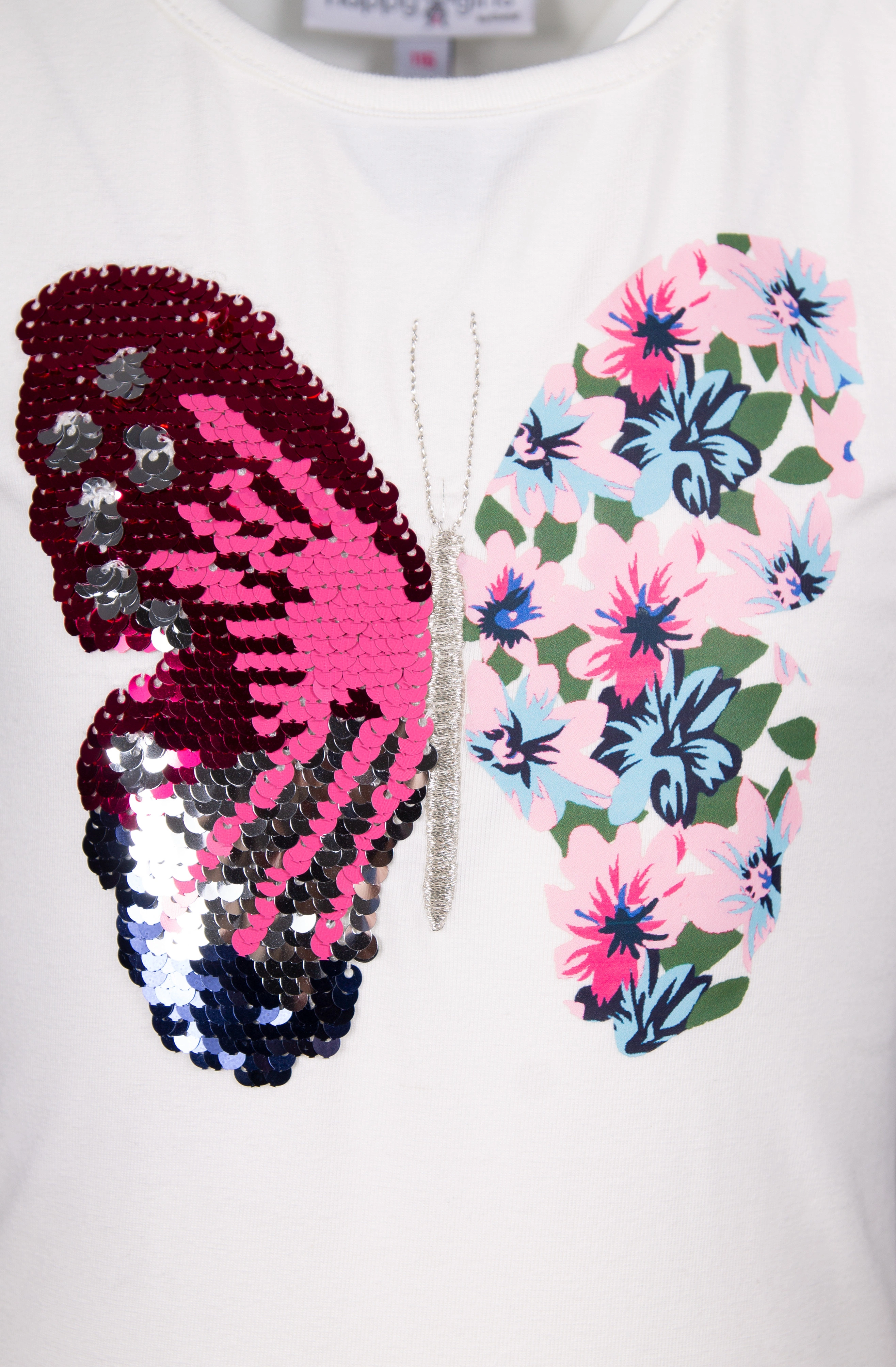 T-Shirt SCHMETTERLING mit Pailletten in ecru