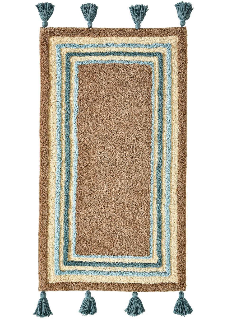 Tapis de salle de bain avec houppes