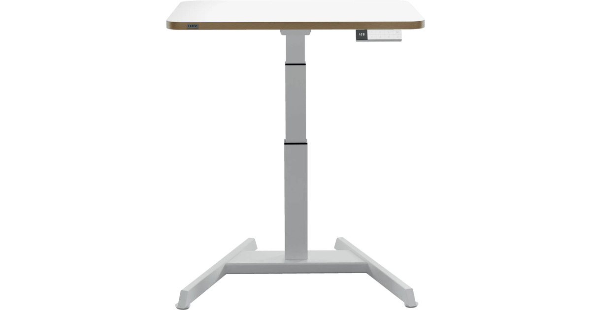 LeitzErgo Elektrisch Zit-Sta Bureau (80x60 cm) met sta-op herinneringsfunctie tafel  (Wit)