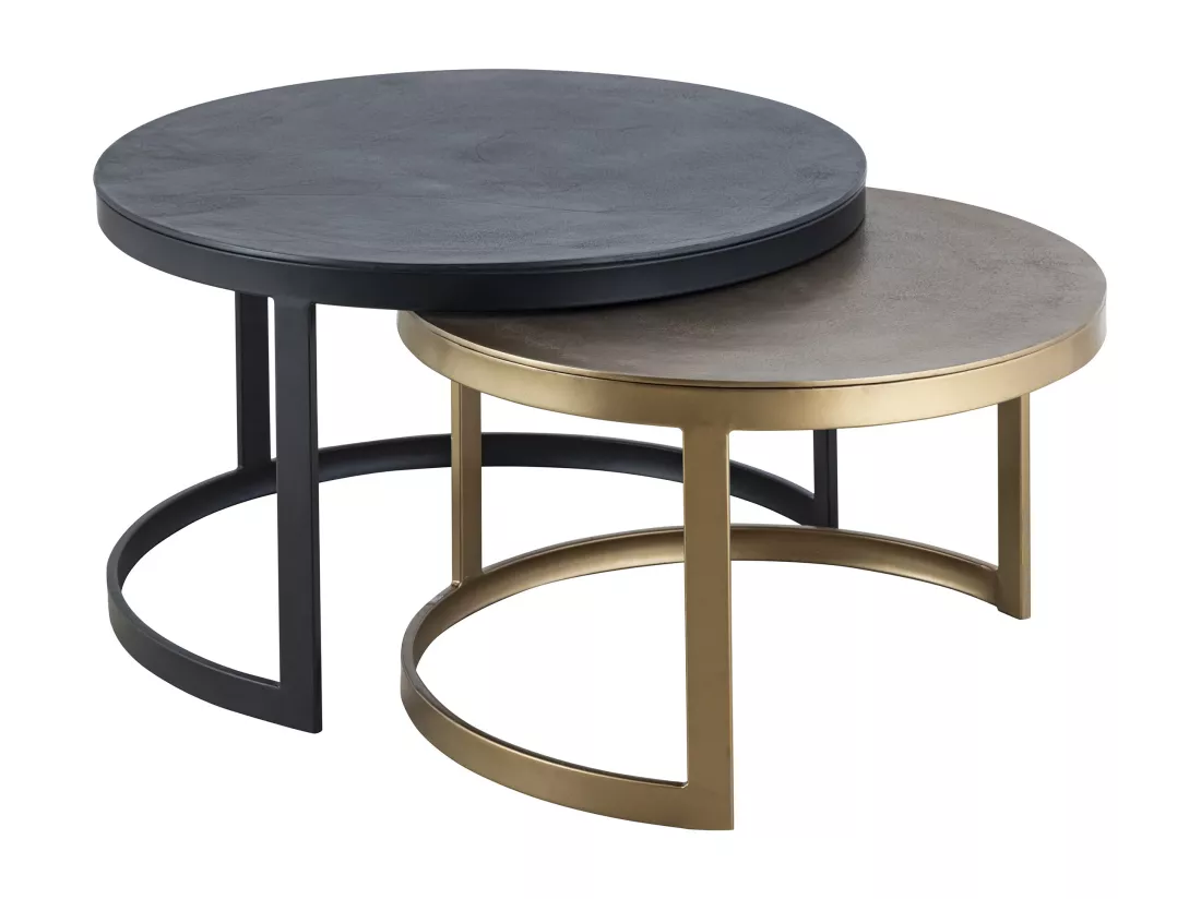 Tables basses gigognes en métal - Noir et Doré - LAIKA