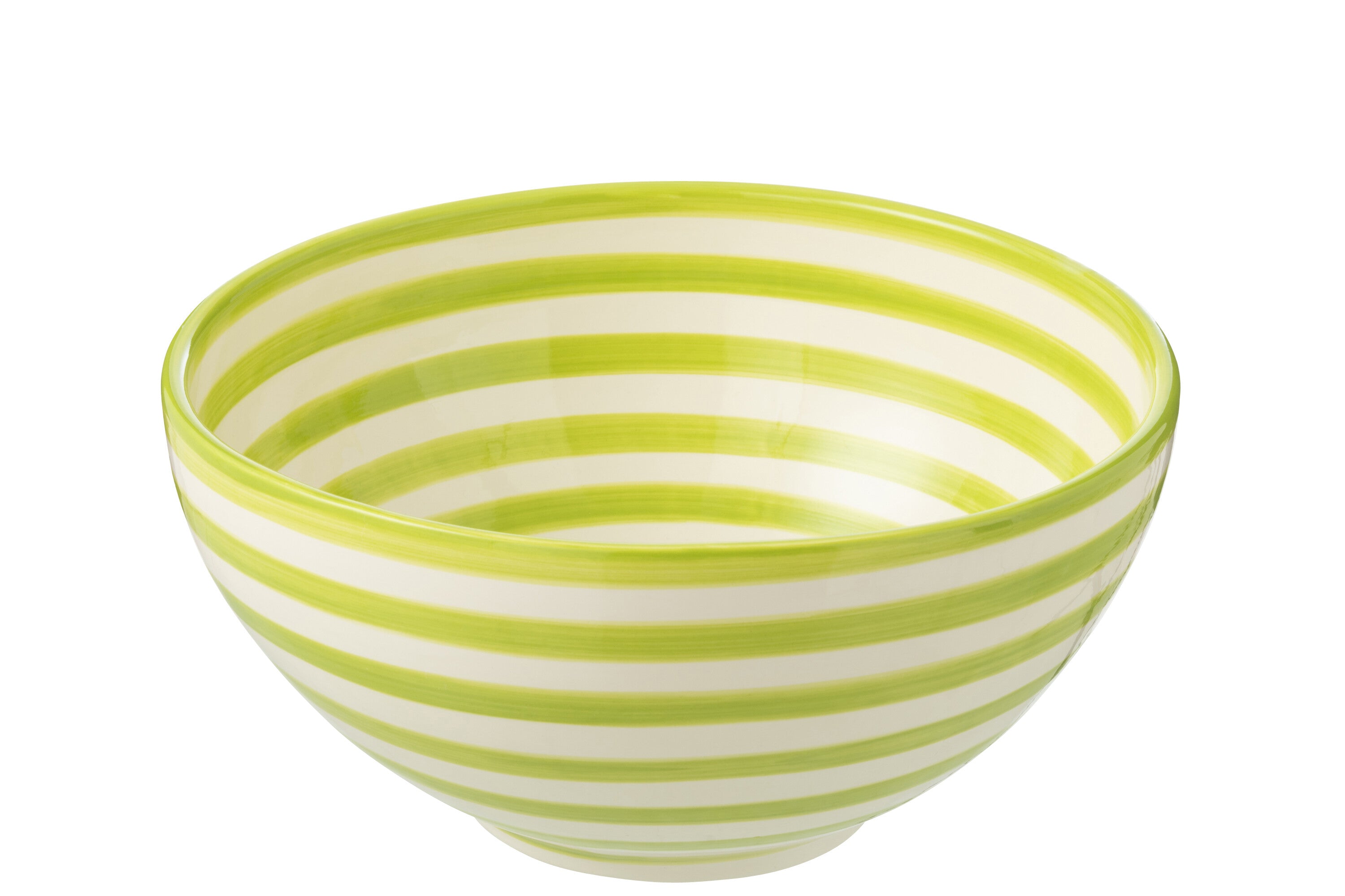 J-Line kom Granada Stripes High - keramiek - wit|groen - lar