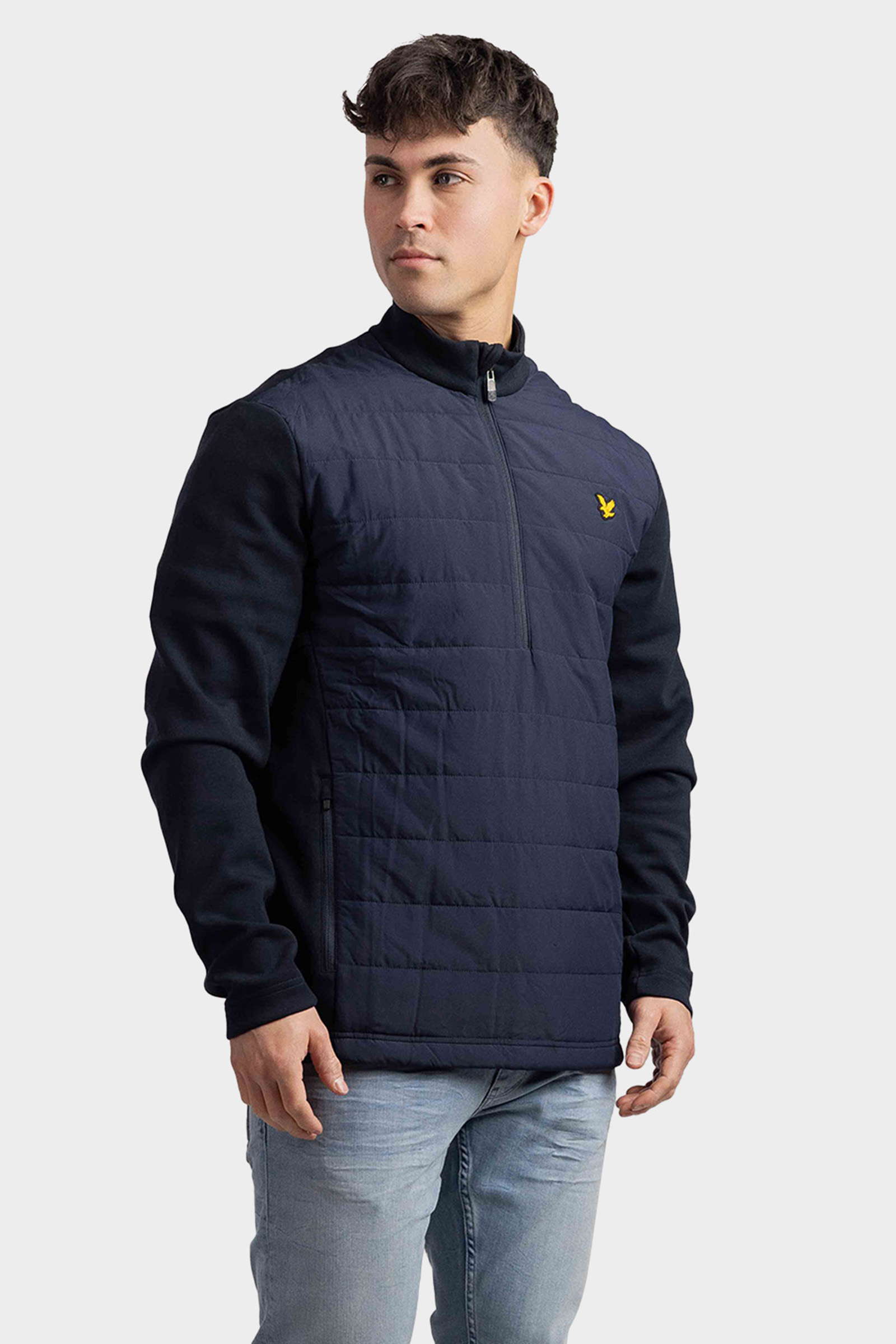 Lyle & Scott 1/4 Zip Baffle Quilted Jas Donkerblauw