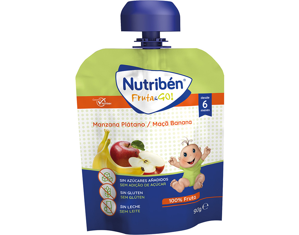 SAQUETAS FRUTA&GO NUTRIBEN MAÇÃ E BANANA 90G