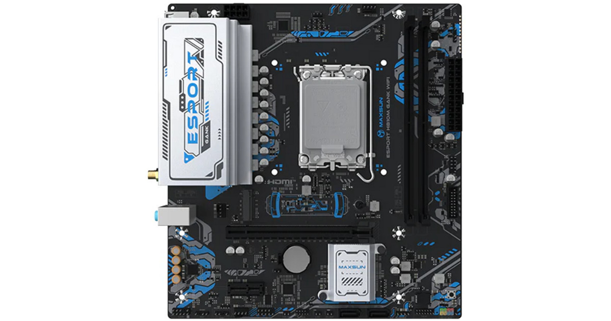 MAXSUNMS-eSport-H810M GANK WIFI socket 1851 moederbord  (Zwart, Gb-LAN, WLAN, BT, Sound, µATX)