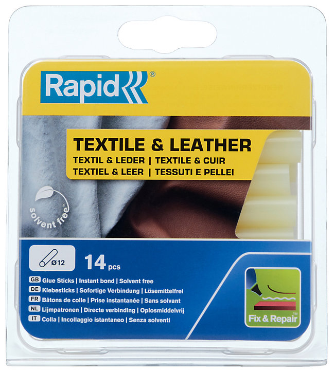 Bâtons de colle pour textiles & cuir Ø12mm x 94mm, lot de 14