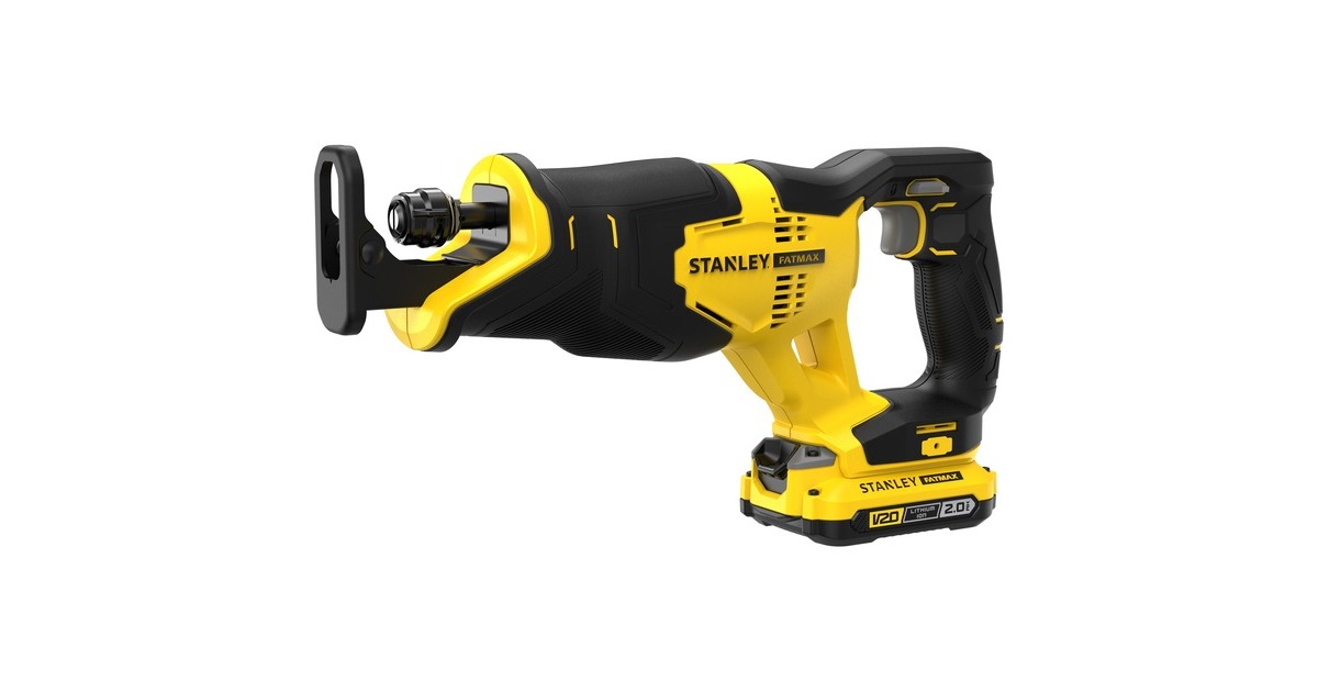 StanleyFATMAX V20 18V Reciprozaag  (Geel/zwart, Koffer, 2 accu's (2.0Ah) en oplader (2A) inbegrepen)