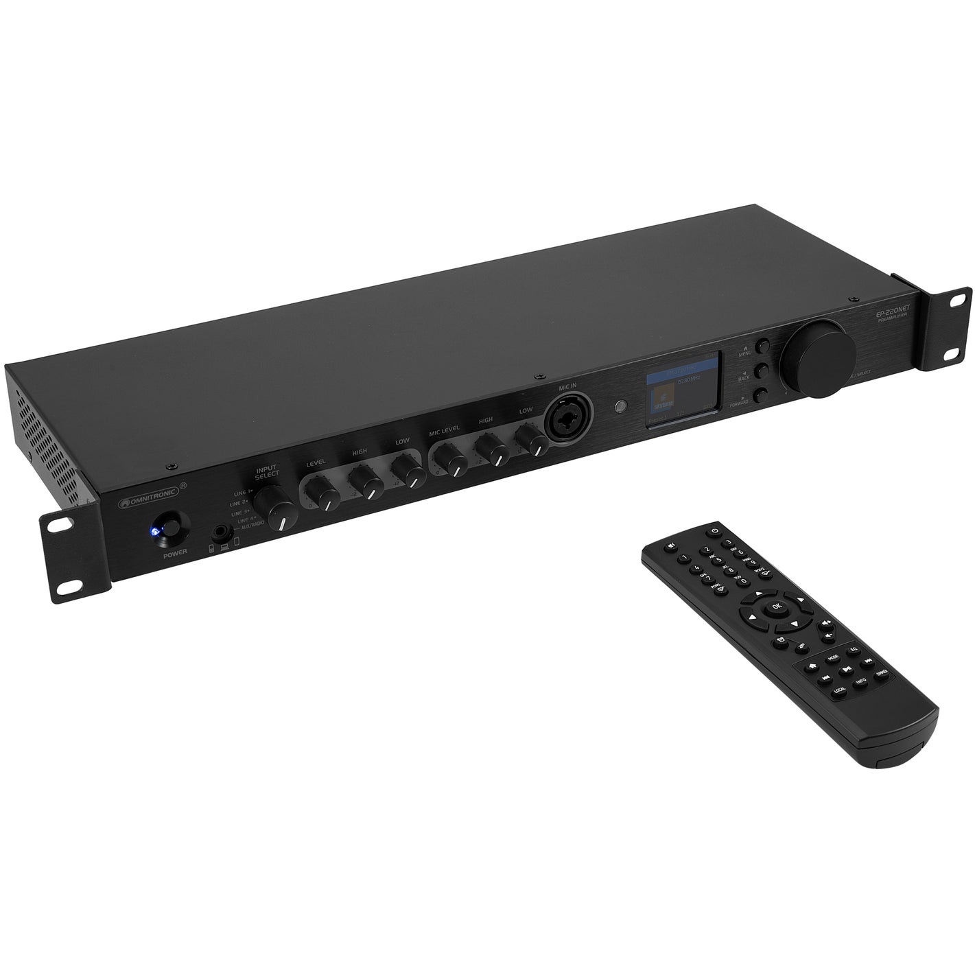 Omnitronic EP-220NET voorversterker met internetradio, DAB+ en Bluetooth