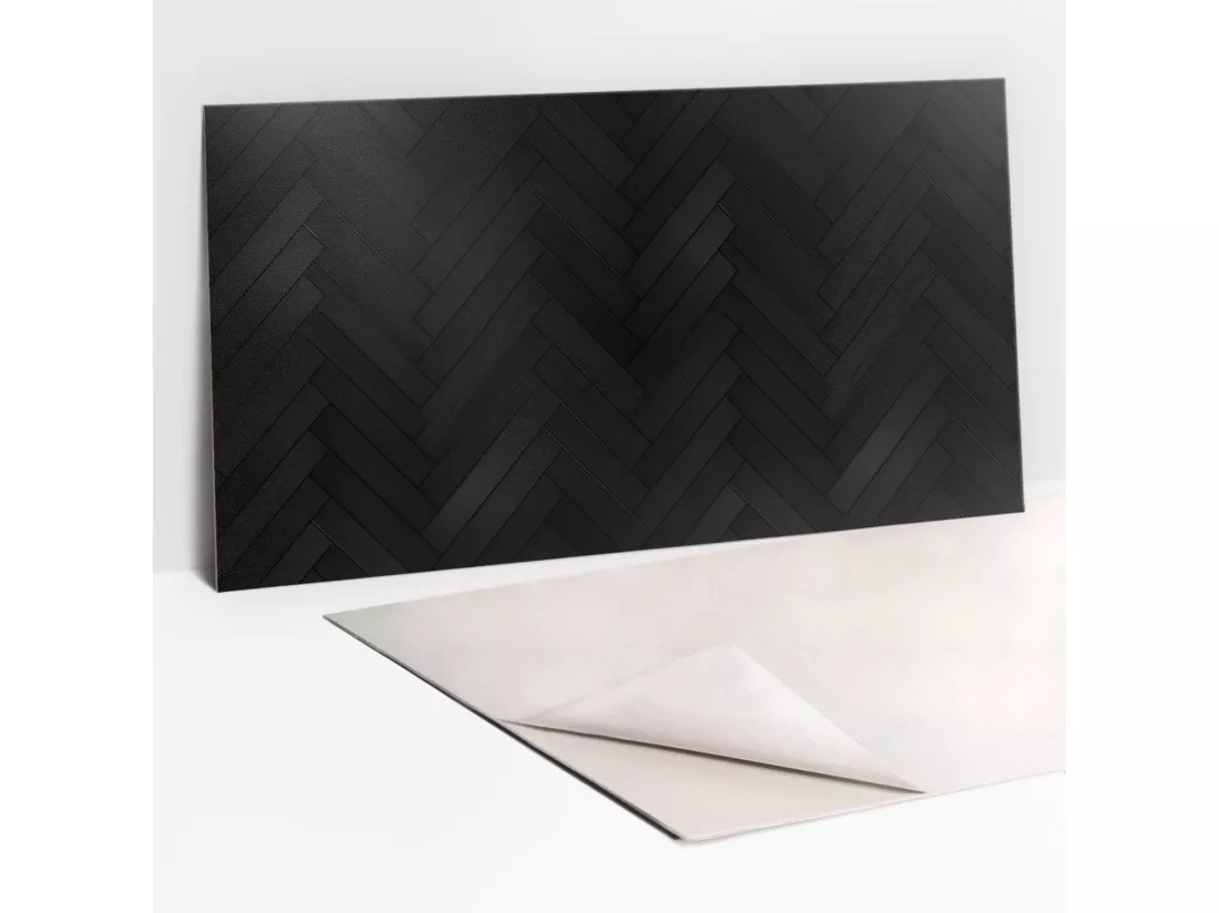 Panneaux muraux autocollants en vinyle imperméable - Parquet foncé 100 x 50 cm