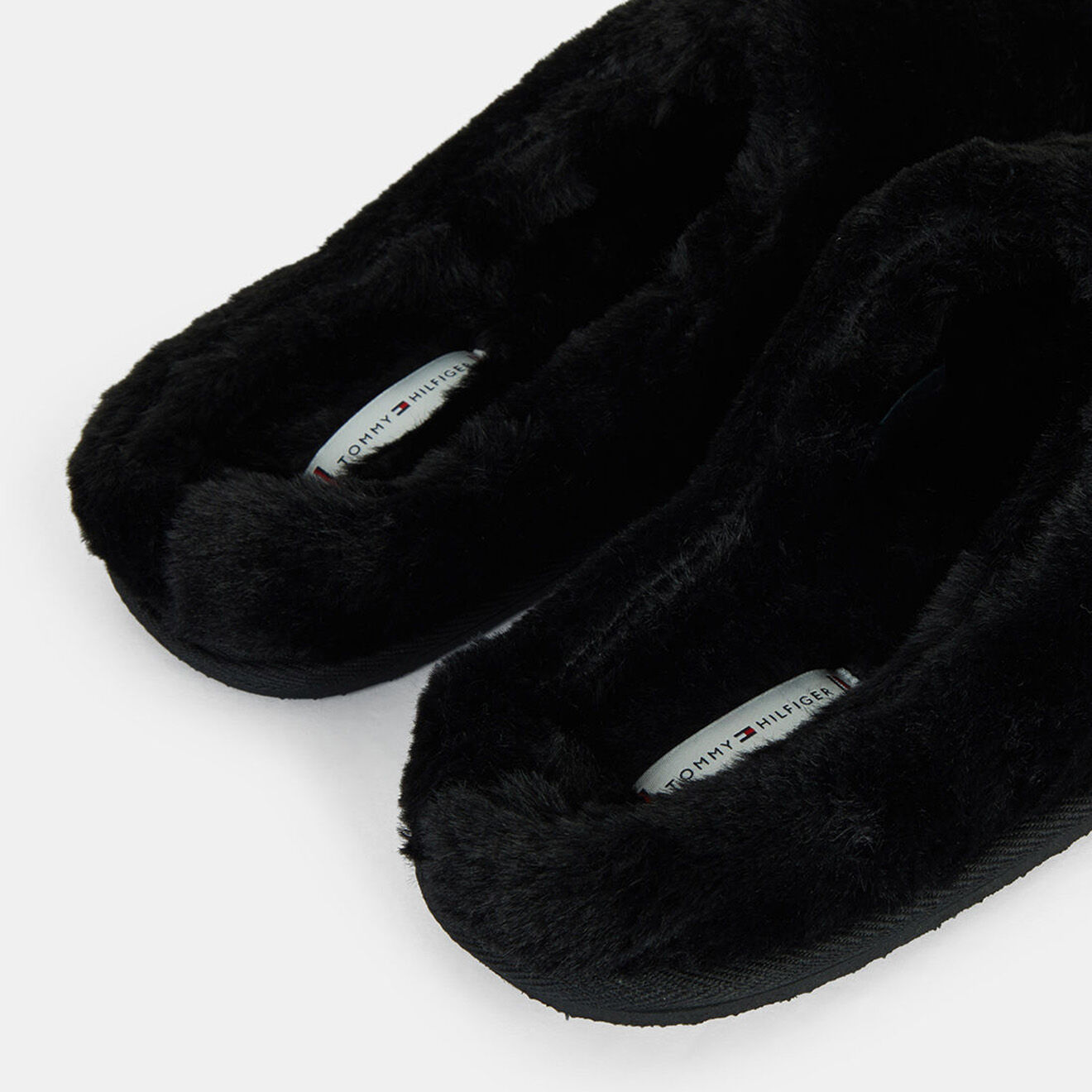 Tommy Hilfiger Chaussons en fausse fourrure Furry noirs