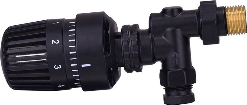 Riko - Thermostatisch Radiatorventiel - Mat-Zwart - 1/2''x15mm
