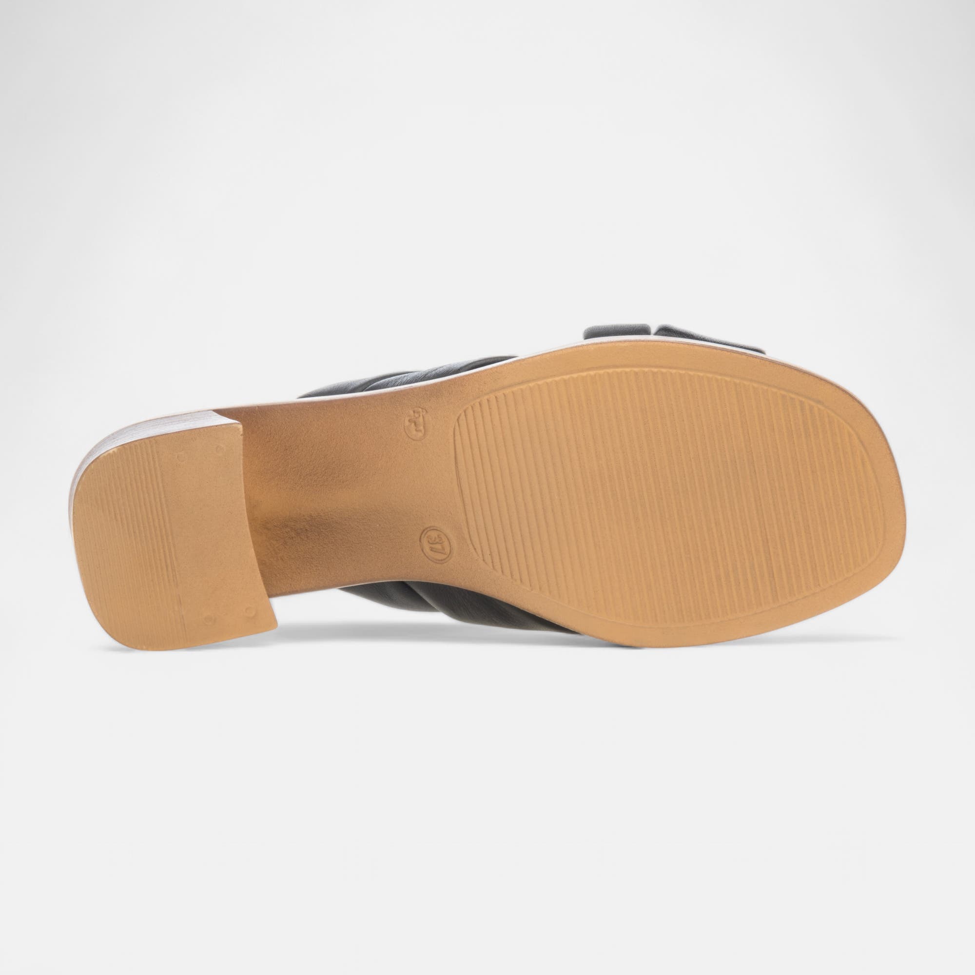 Mules à talon compensé Femme en cuir noir