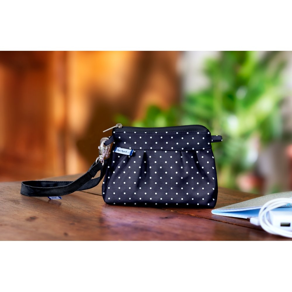 Mini Pochette Plissée Pois Marine