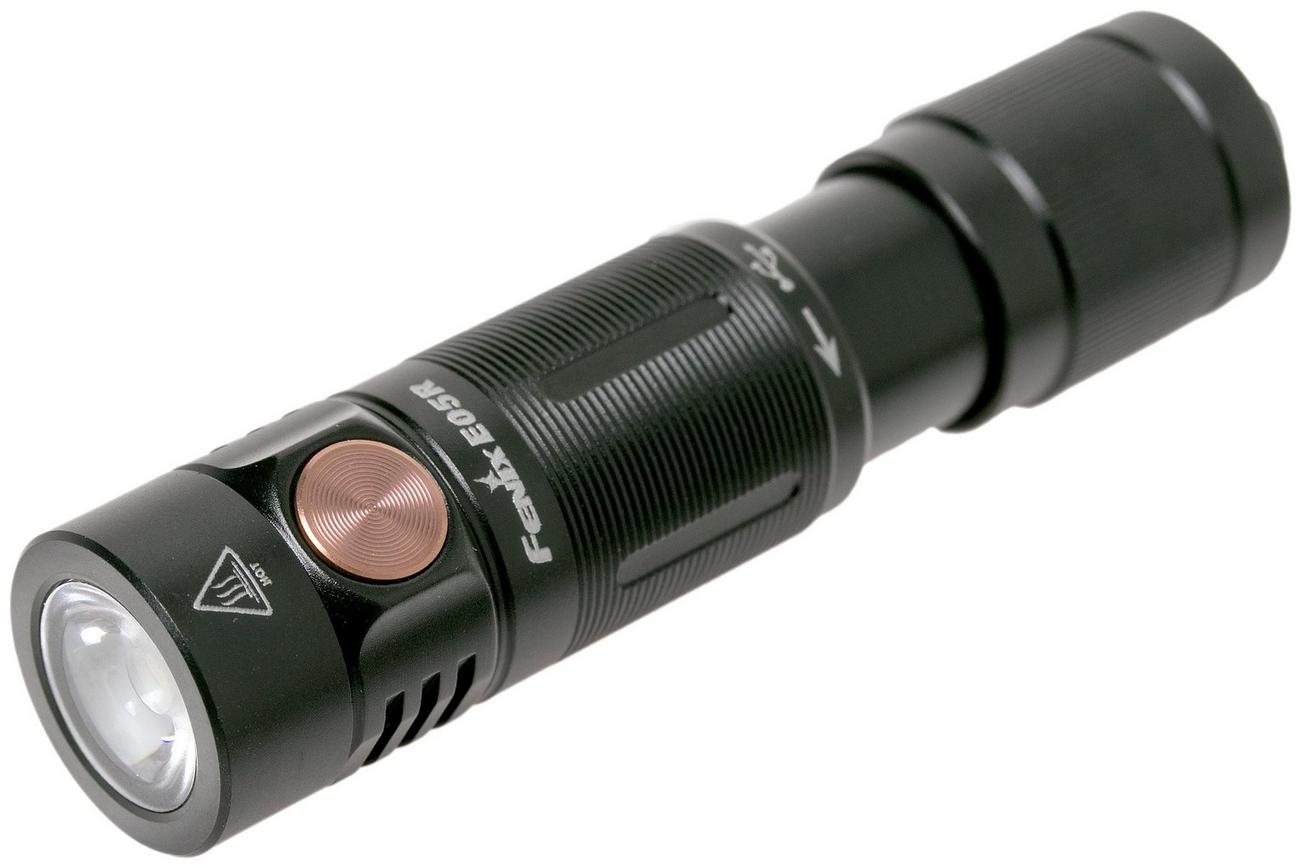 Fenix E05R oplaadbare sleutelhangerzaklamp, zwart