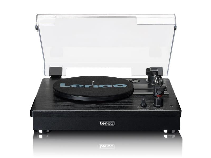 Lenco Plattenspieler LS-101BK Schwarz Plattenspieler aus Holz mit Riemenantrieb