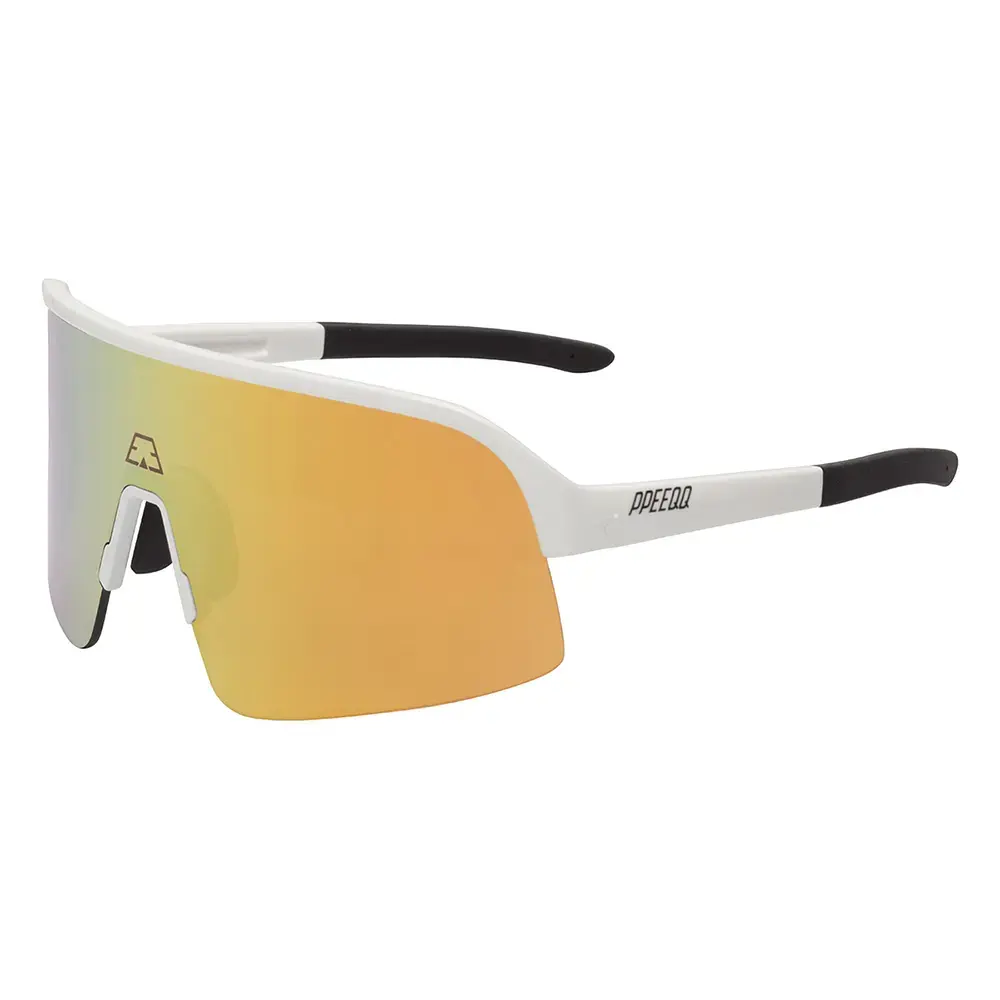 ppeeqq Model-I Fietsbril Glanzend Wit met Gouden Lens