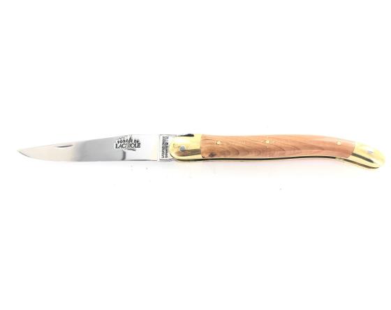 Laguiole Tradition 11 cm - 2 mitres Laiton - Genévrier Couteau de Poche Forge de Laguiole