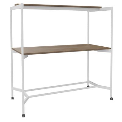 Table Coworking ELKI - L180 - plateau imitation noyer - pied blanc