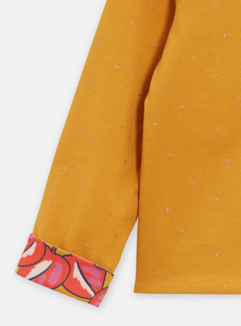 Cardigan reversible jaune et motif fleurs pour fille