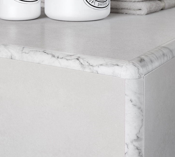 Profilé de carrelage intérieur Diall rond PVC blanc marbré lisse L.2,5m x l.2,7 cm x ep.9mm