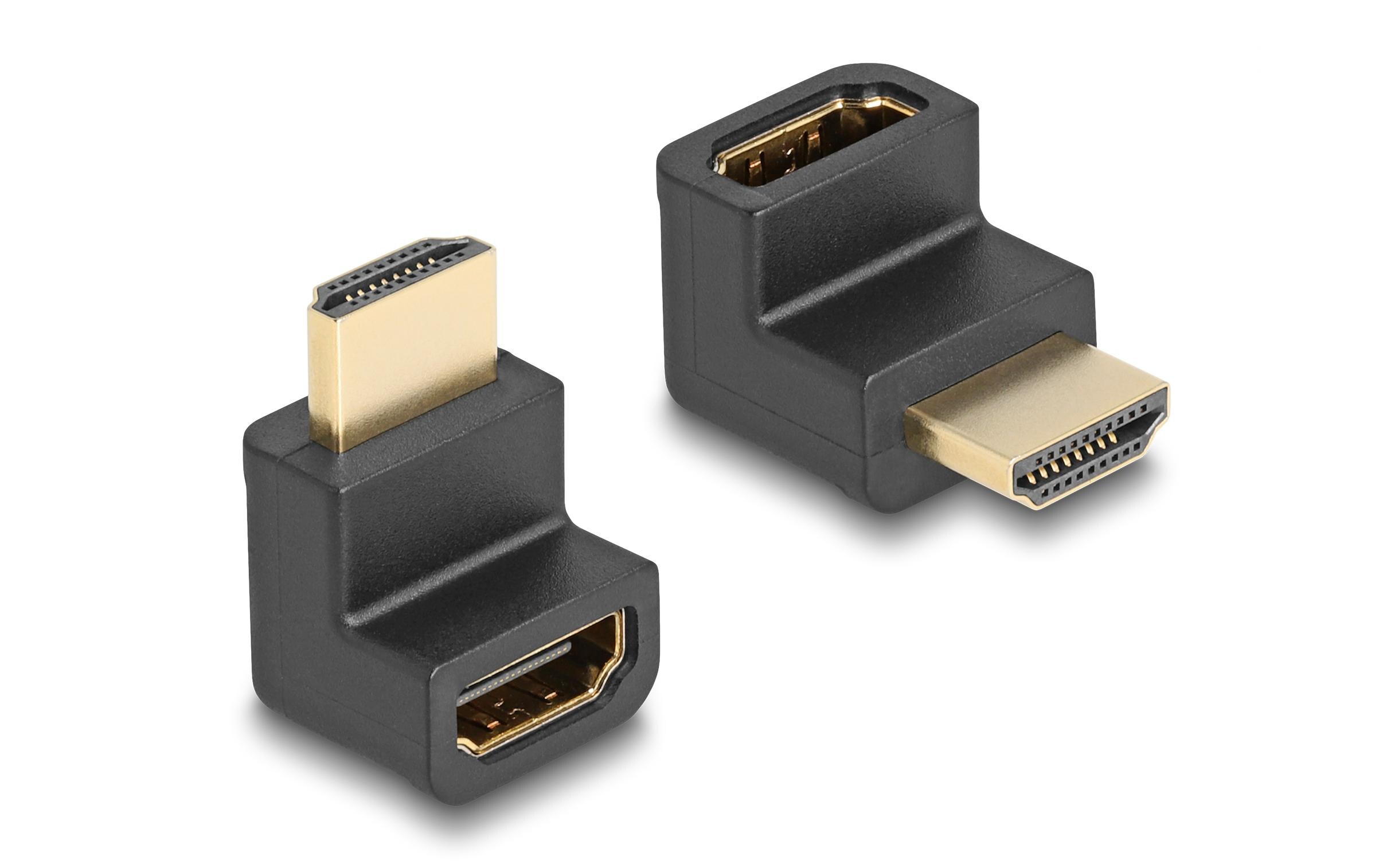 Adapter gewinkelt HDMI - HDMI, 8K 60HzDelock High Speed HDMI with Ethernet Adapter Stecker zu Buchse gewinkelt 8K 60 Hz schwarz
