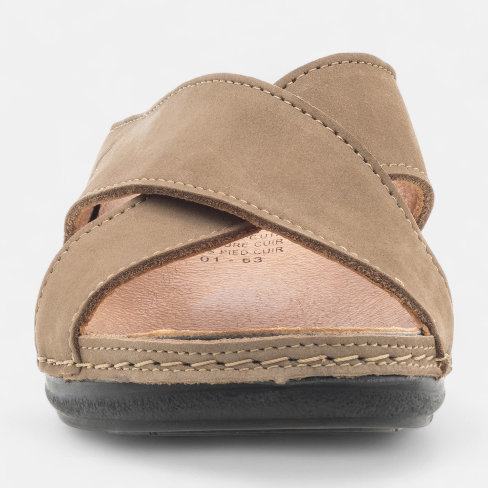 Nu-pieds confort Femme en cuir taupe