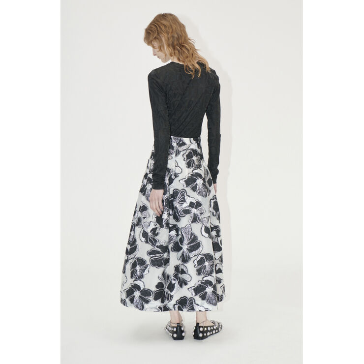 Stine Goya Voluminous Midi Skirt, 1608 Organza Jacquard Anemone jacquard