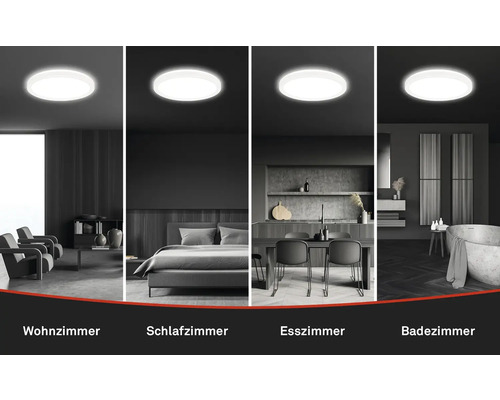 LED Sensor Plafondlamp IP44 15W 1900 lm 4000 K HxØ 3x24 cm Slank Wit + Achtergrondverlichting