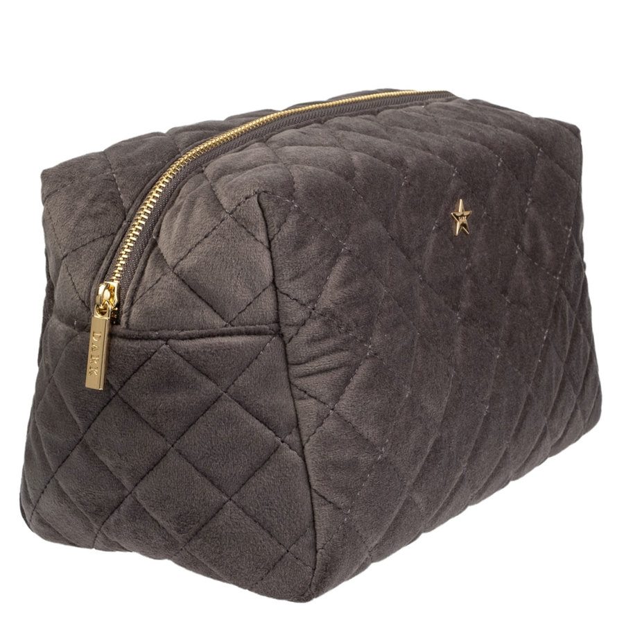DARK Velvet Square Quilted Make-Up Pouch Small Dark Grey