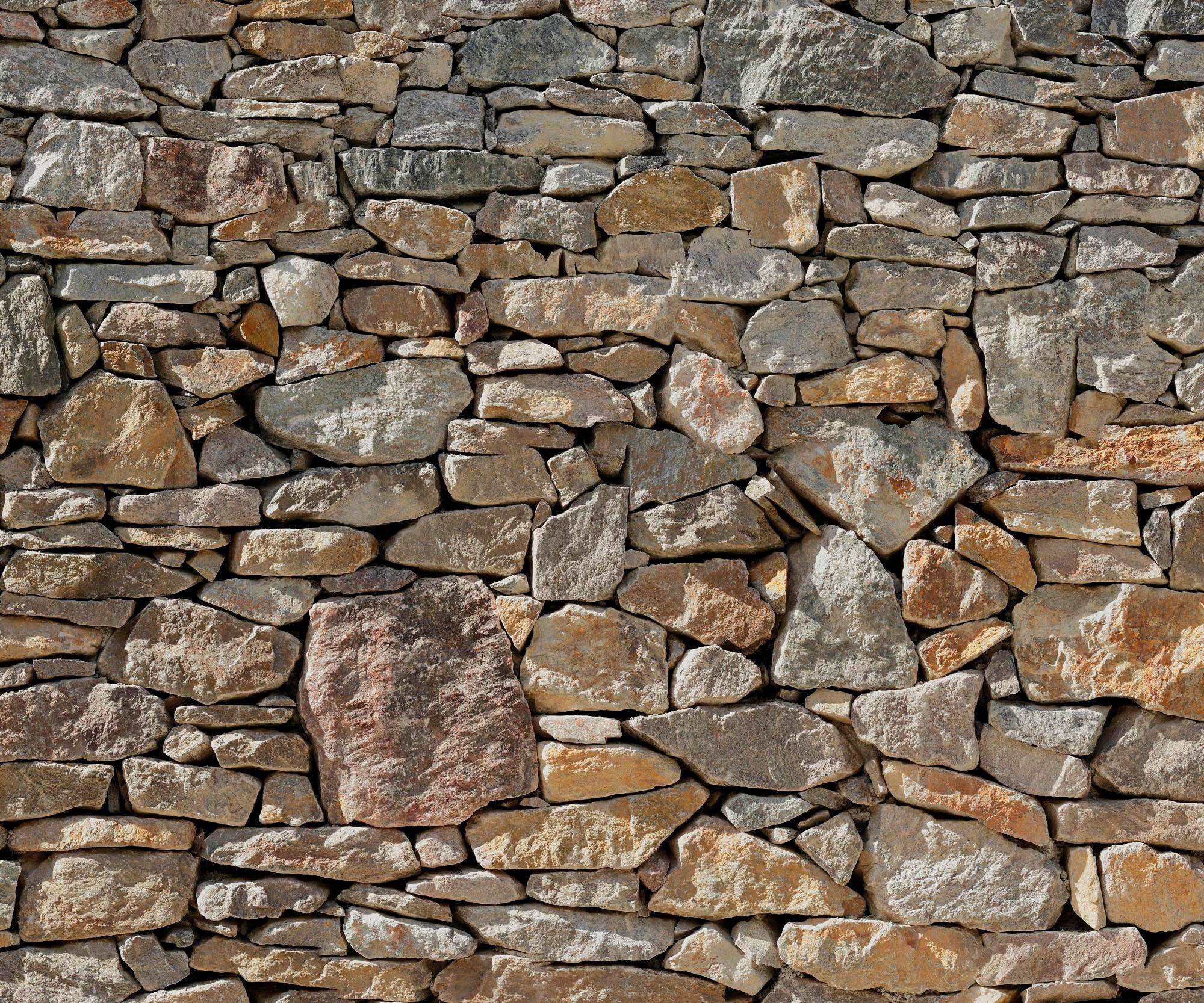 Komar Vliestapete »Digitaldruck Vlies -  Stone Wall - Grösse 300 x 250 cm« bedruckt glatt Wohnzimmer, Schlafzimmer