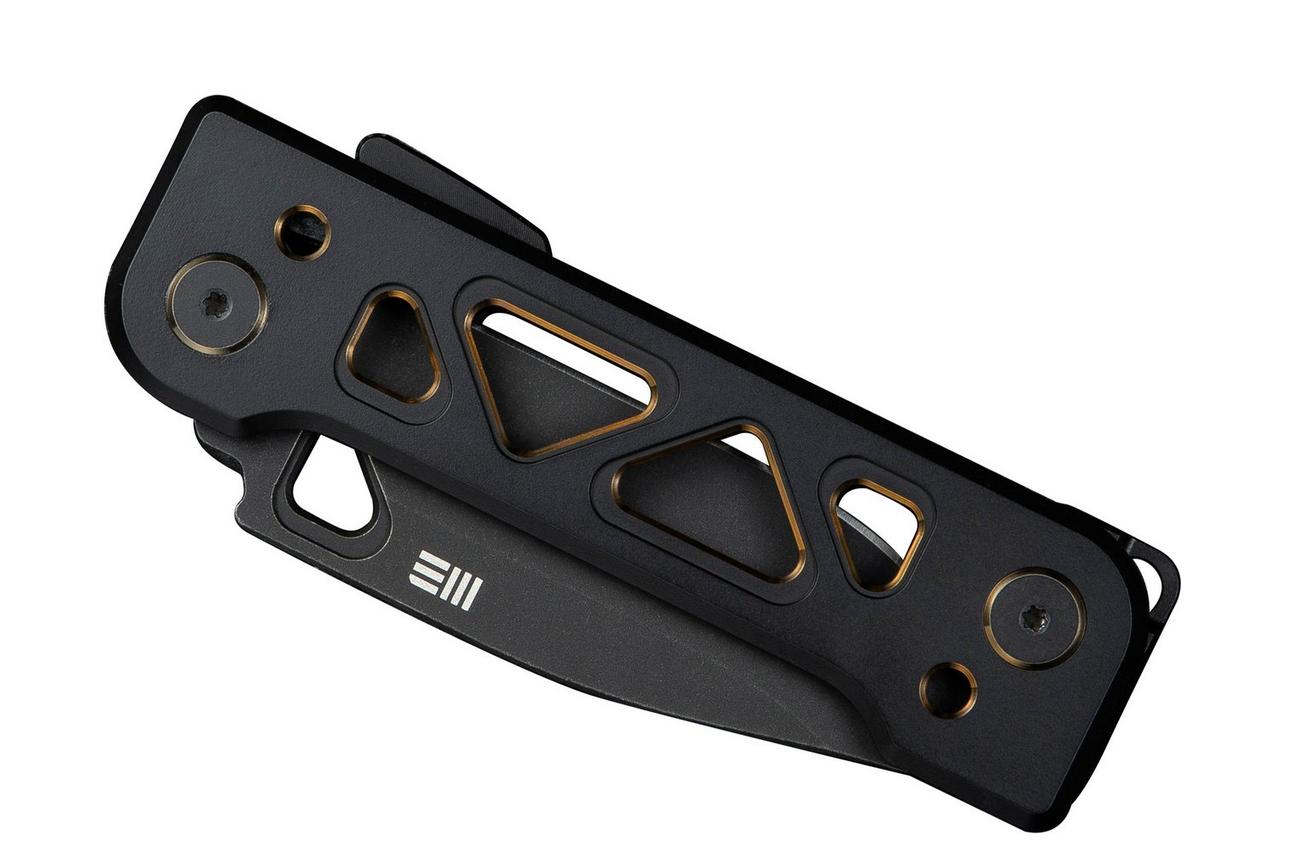 WE Knife Tyro WE24001-1 Blackwashed CPM 20CV, Black Golden Titanium, Snecx Tan design, zakmes
