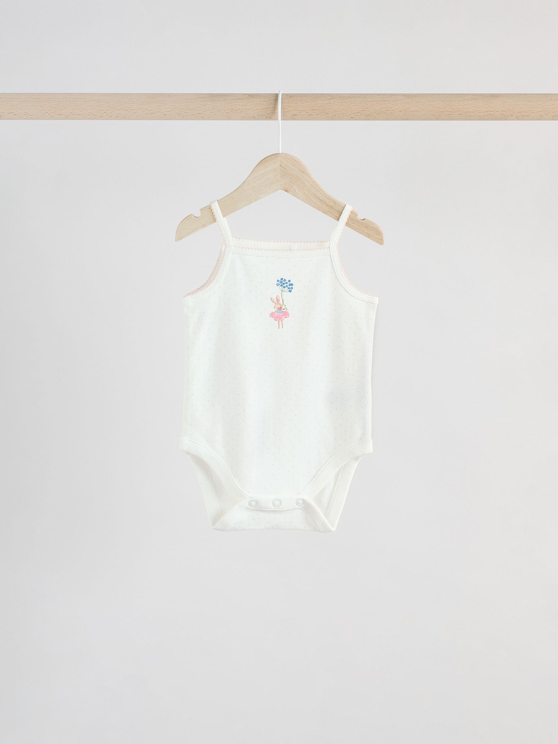 Cream aardbei bunny - Set van 5 katoenen hemdrompertjes voor baby's
