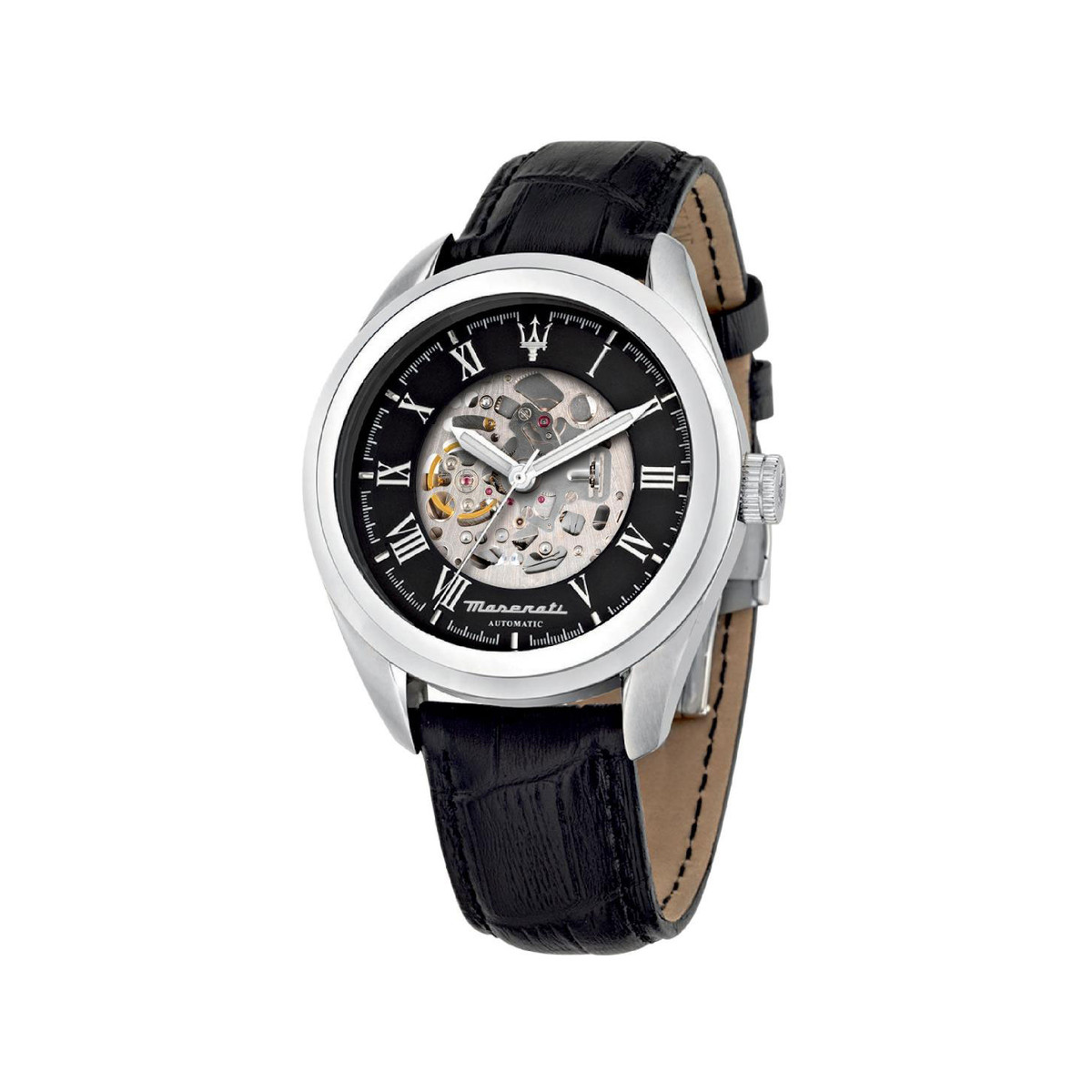 Montre MASERATI homme automatique acier bracelet cuir noir