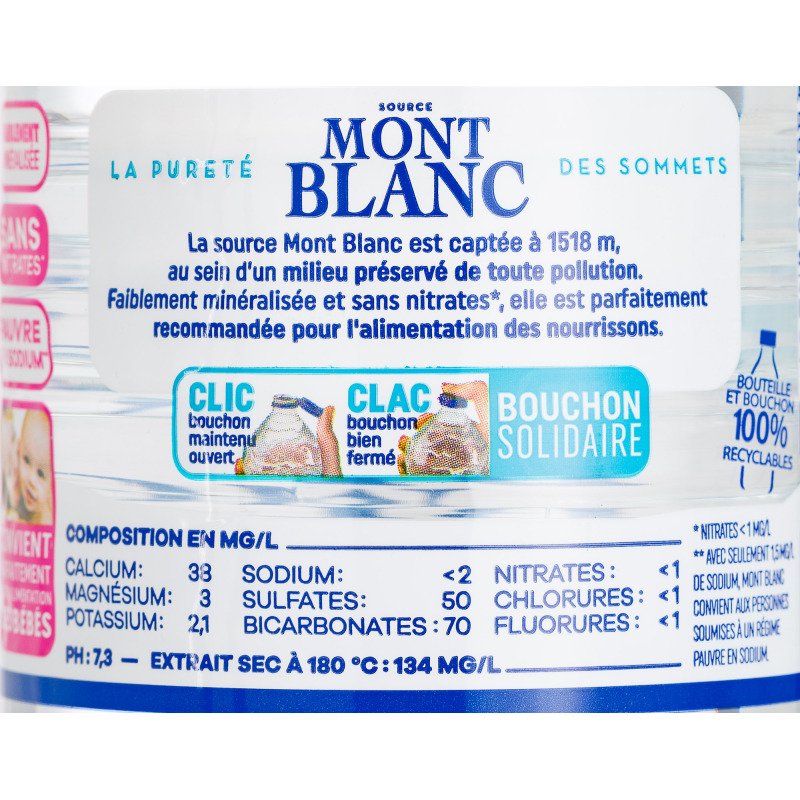 Eau minérale Mont Blanc 1L - 12 bouteilles
