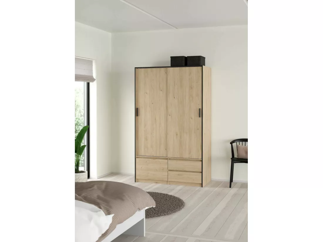 Grande armoire polyvalente Drastell, Meubles multifonctionnels, Casier à chaussures, Support à chaussures pour armoire, 121x60 h200 cm, Chêne clair