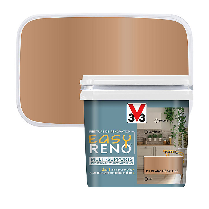 Peinture de rénovation multi-supports V33 Easy Reno or blanc métallisé 0,75L