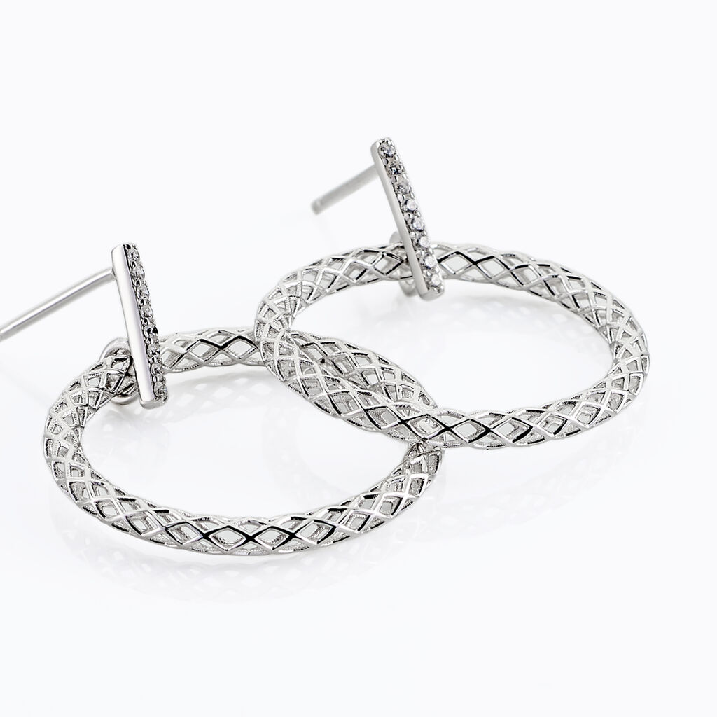 Boucles D'oreilles Pendantes Sowa Argent Blanc Oxyde De Zirconium