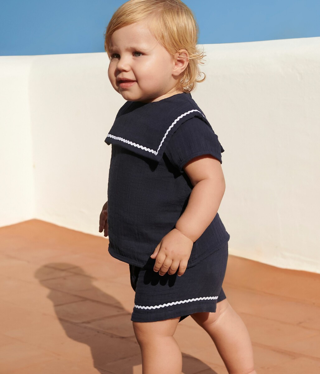 PETIT BATEAU<br>Conjunto de 2 peças em algodão, estilo marinho