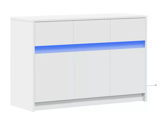 Meuble TV avec LED blanc 91x34x61 cm bois d'ingénierie