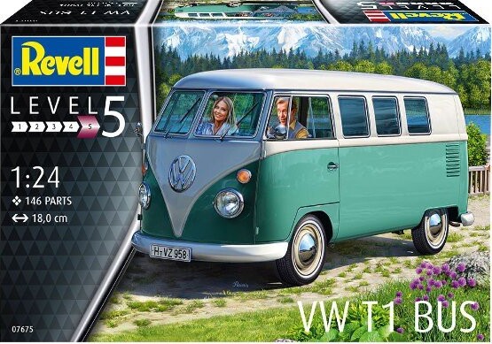 Revell - Vw T1 Samba Bus Bil Byggesæt - 1:24 - Level 5 - 07675