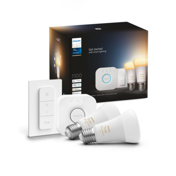 Philips Hue starterkit - warm tot koelwit licht 11W - 2 lampen met dimmer switch - E27