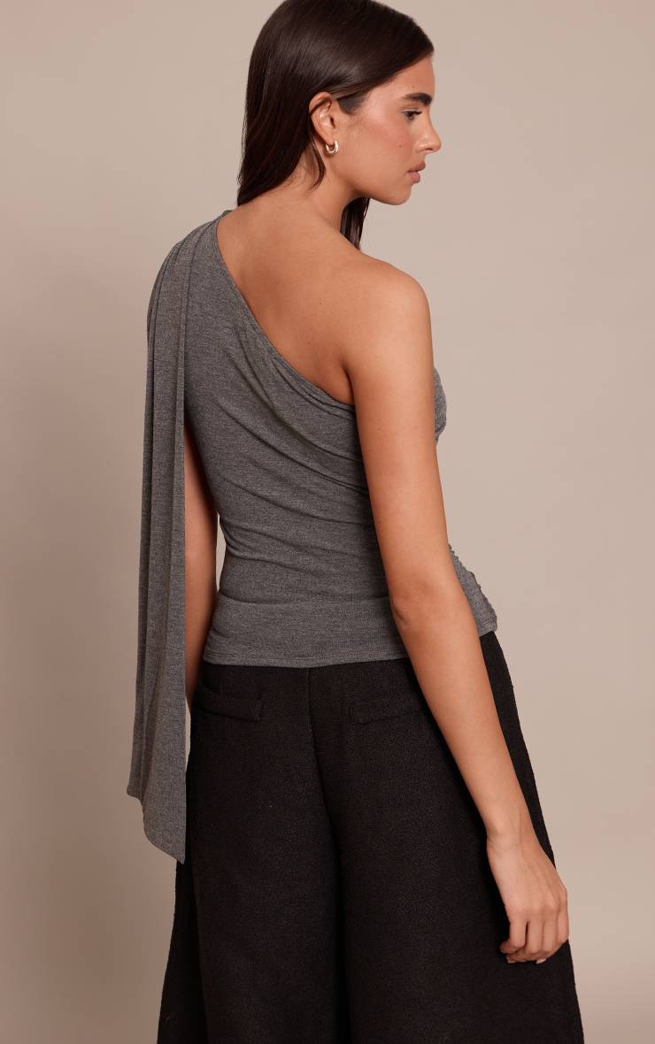 Charbon Haut Asymétrique Drapé Avec Détail De Lien À Nouer