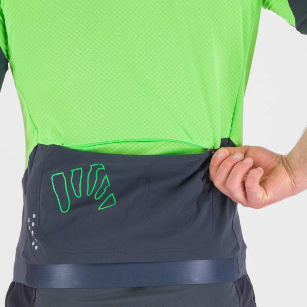 Maillot vélo KARPOS PRALONGIA JERSEY OMBRE BLUE/GREEN FLUO