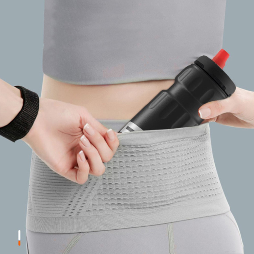 Gr. M Elastische Jogging Bauchtasche Laufgürtel Taillen Sport Fitness Gürtel - Schwarz