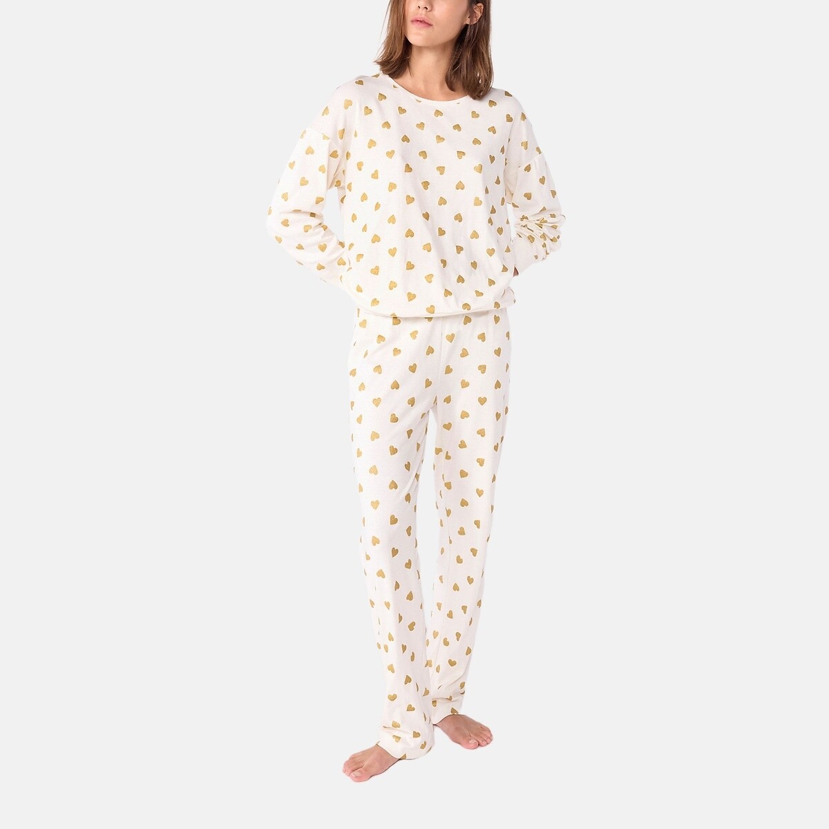 PETIT BATEAU<br>Pijamas com corações dourados