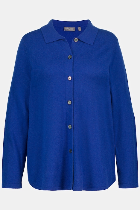 Pullover, edle Wollmischung, Hemdkragen, Langarm